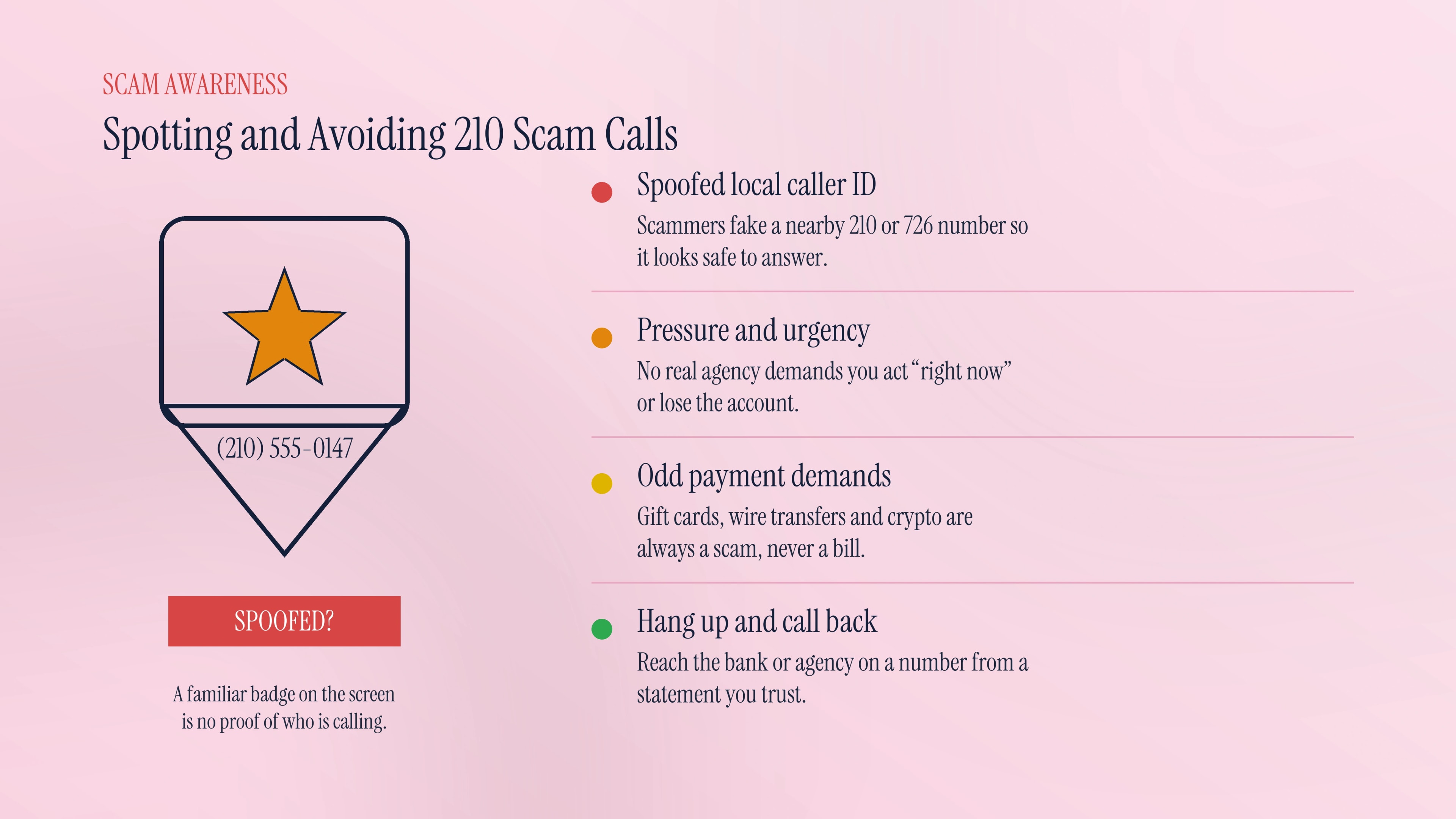 Spotting and avoiding 210 scam calls