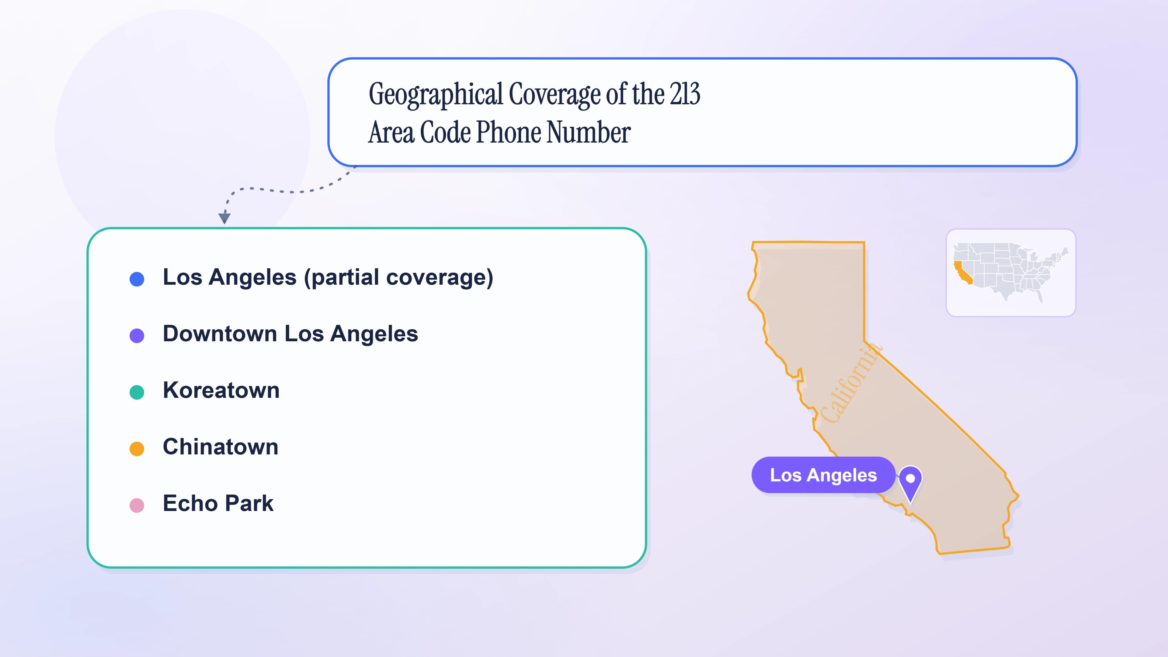 Geographical coverage of the 213 area code — downtown Los Angeles, Koreatown, Chinatown, Pico-Union, and surrounding neighborhoods.