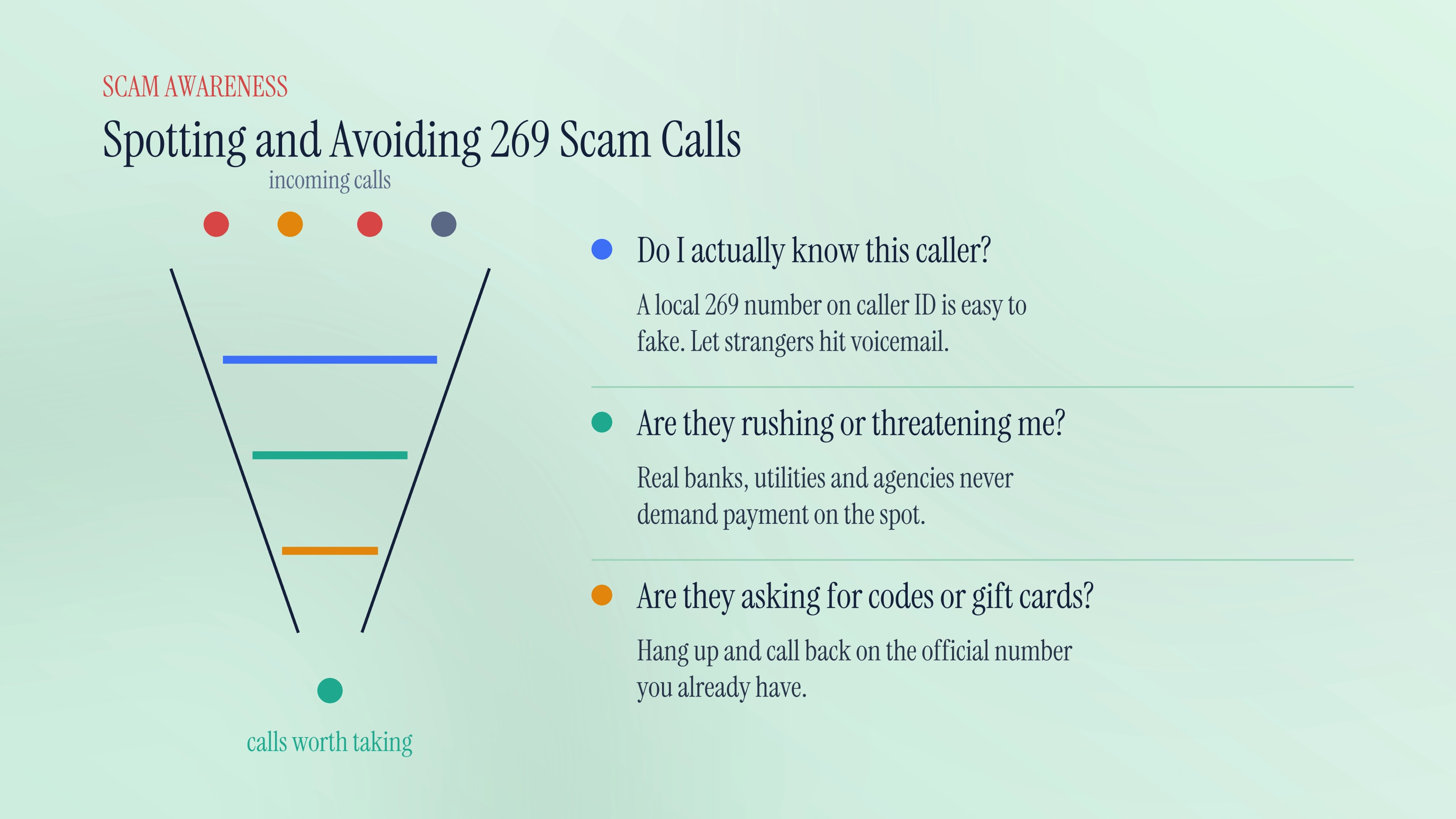 Spotting and avoiding 269 scam calls