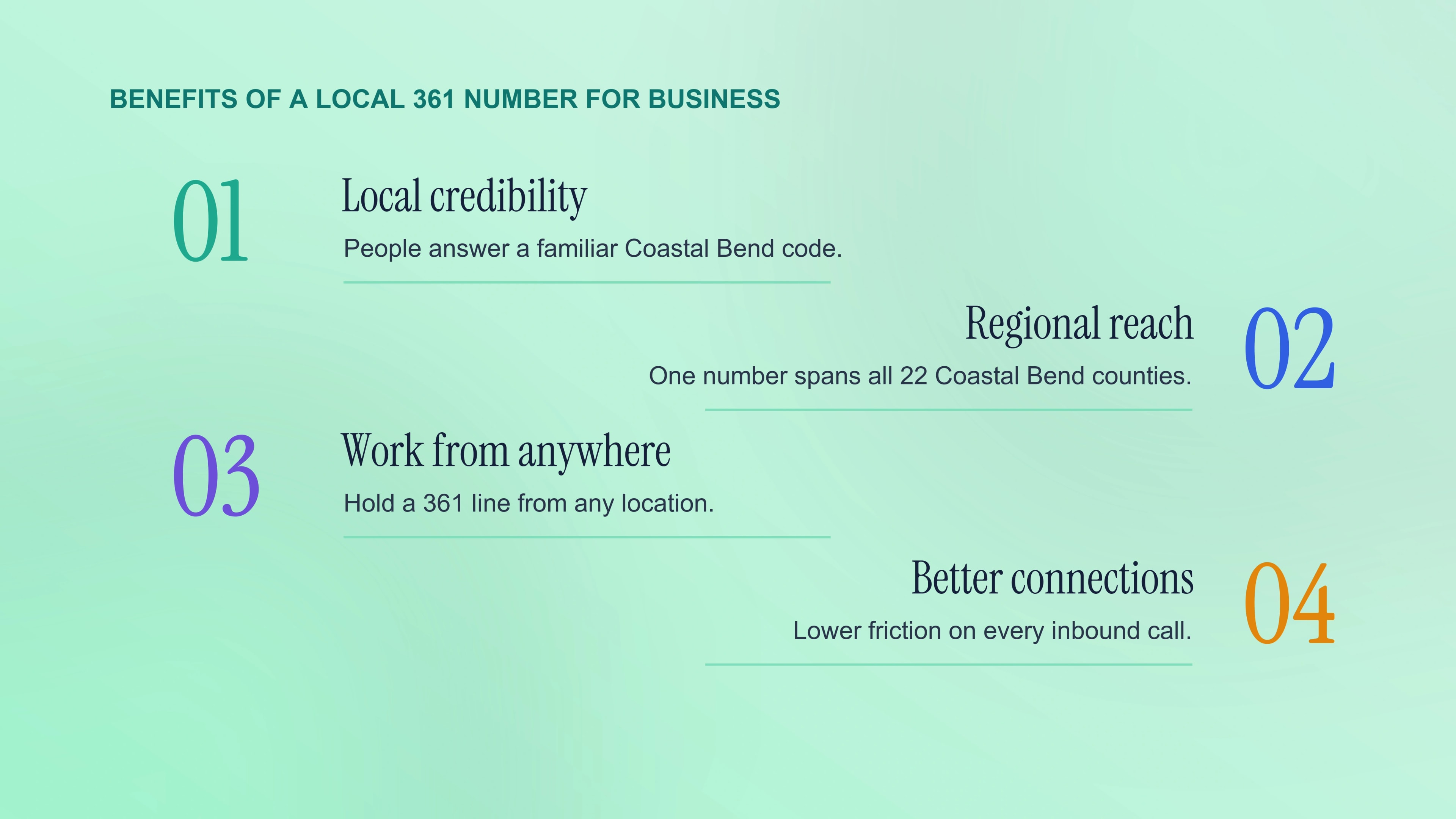 Benefits of a local 361 number for business