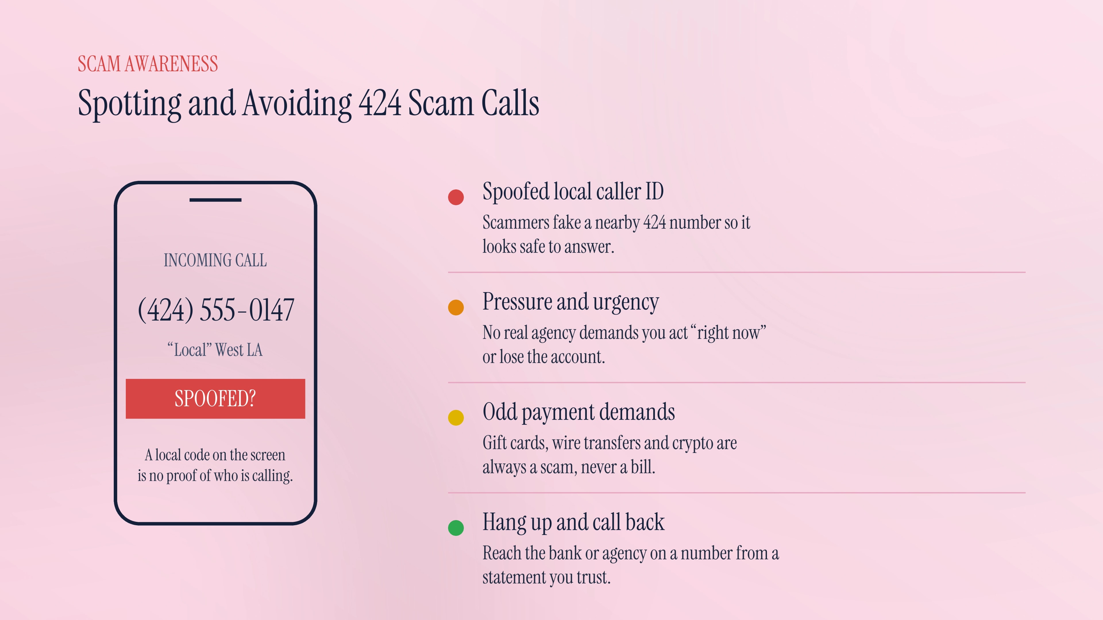 Spotting and avoiding 424 scam calls