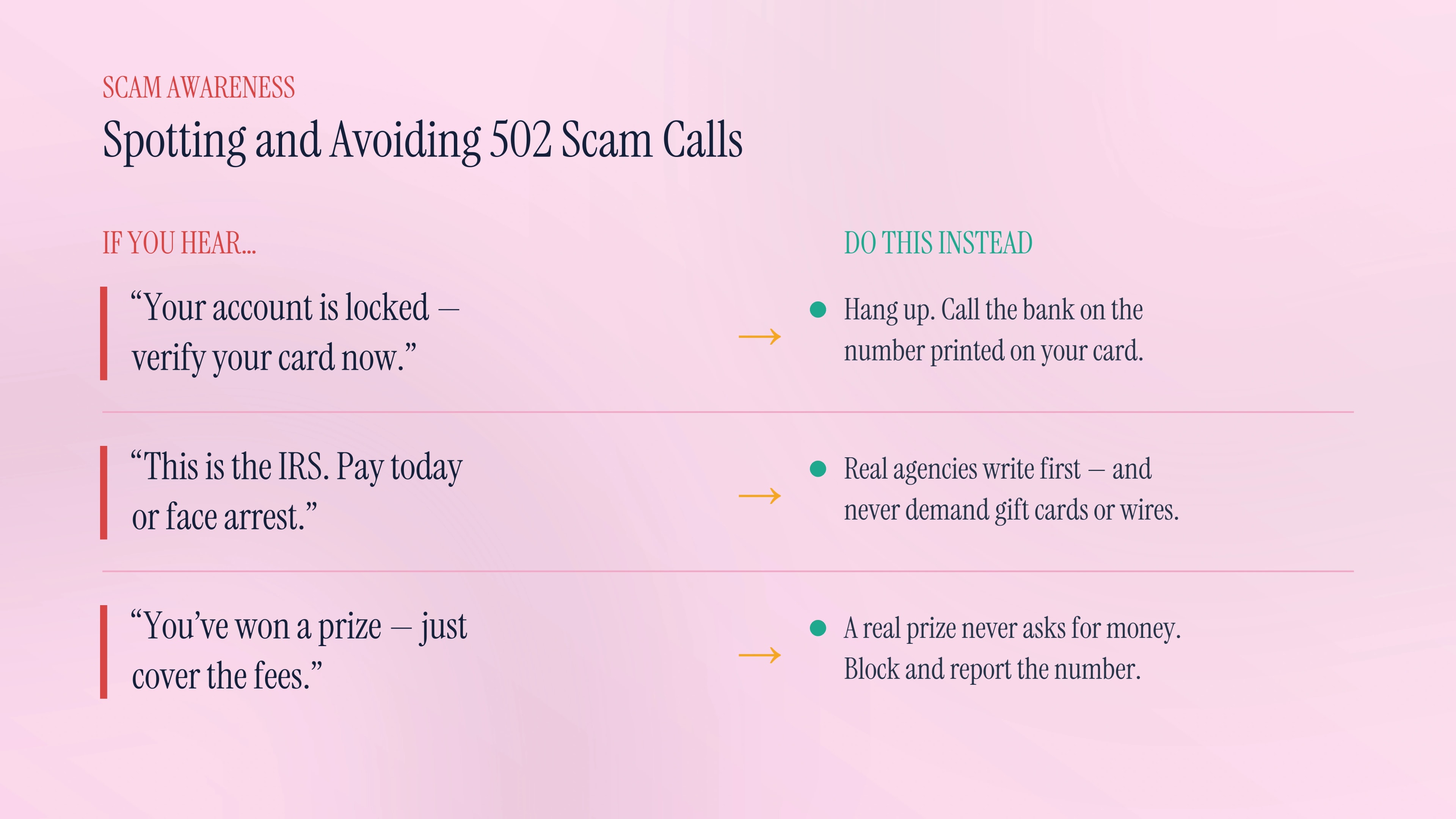 Spotting and avoiding 502 scam calls