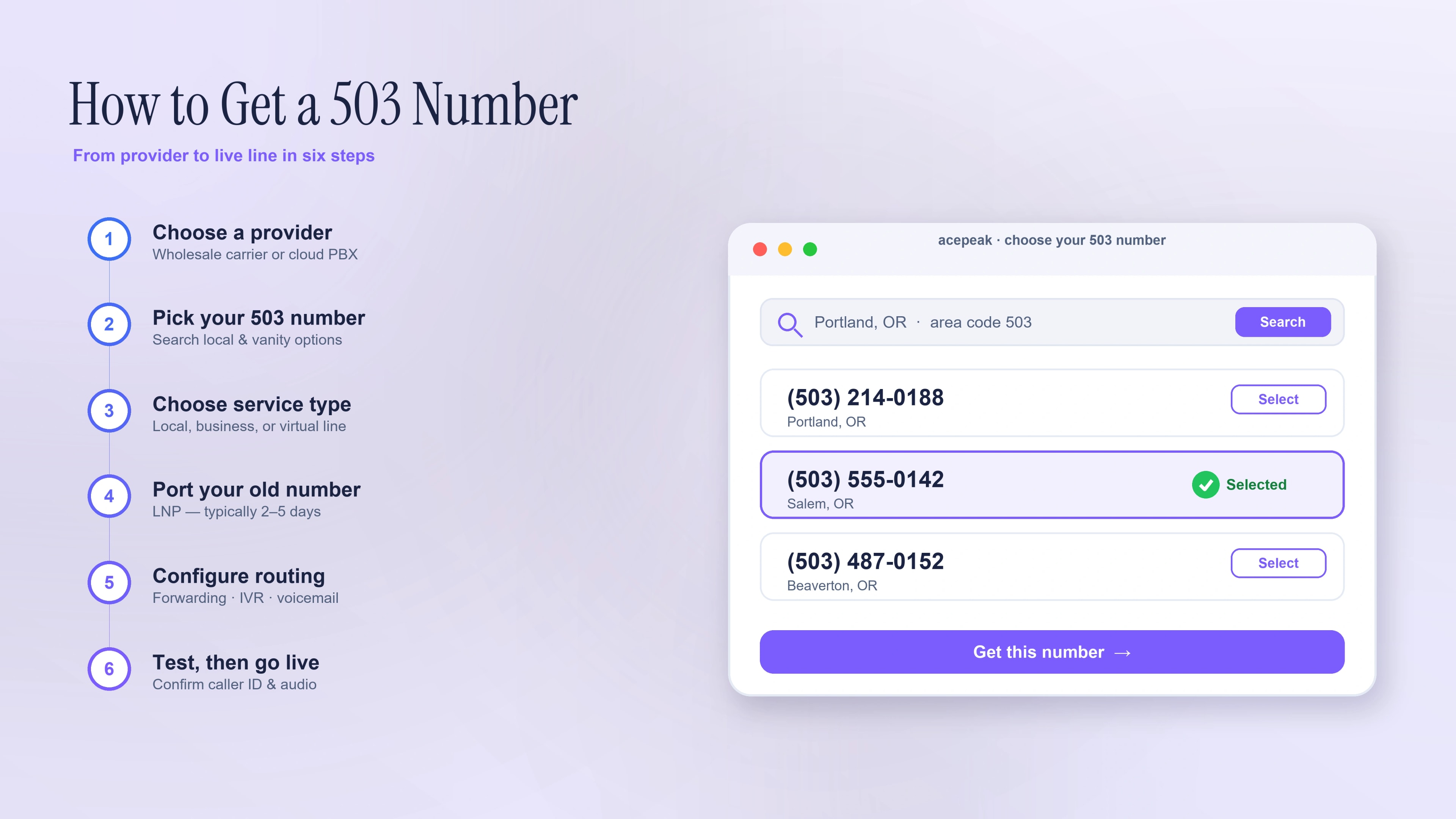 How to get a 503 number — a step timeline and number-picker.