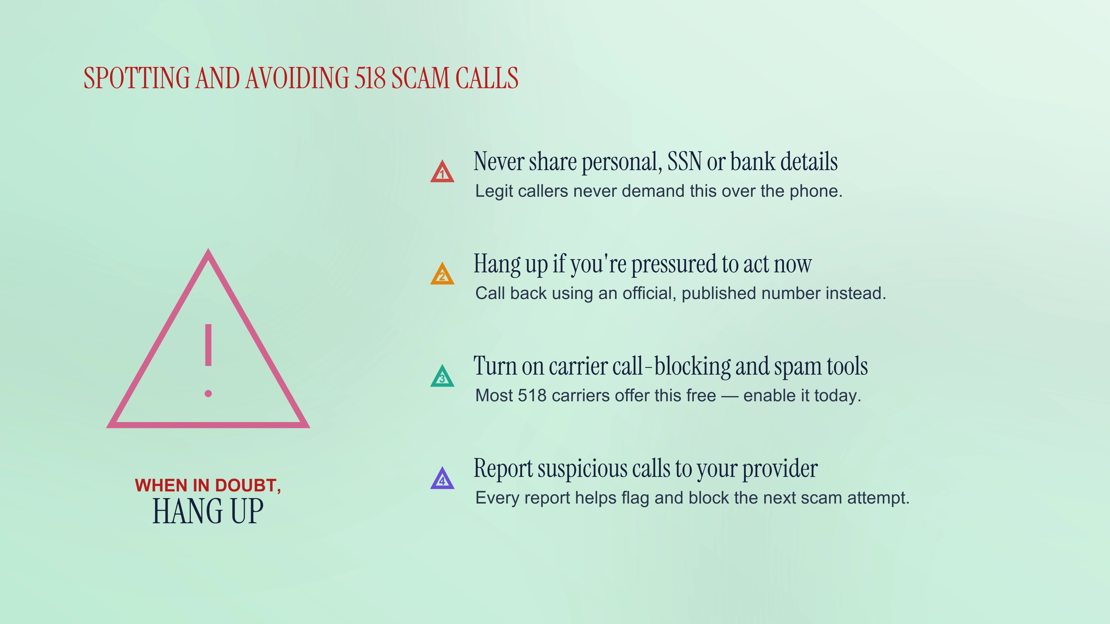 Spotting and avoiding 518 scam calls