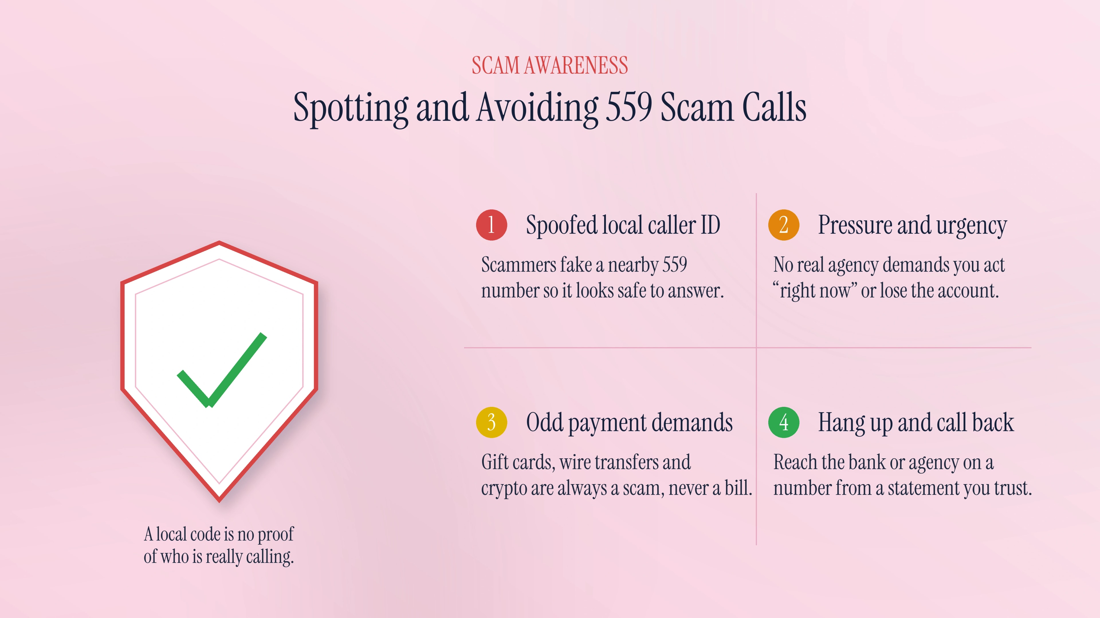 Spotting and avoiding 559 scam calls
