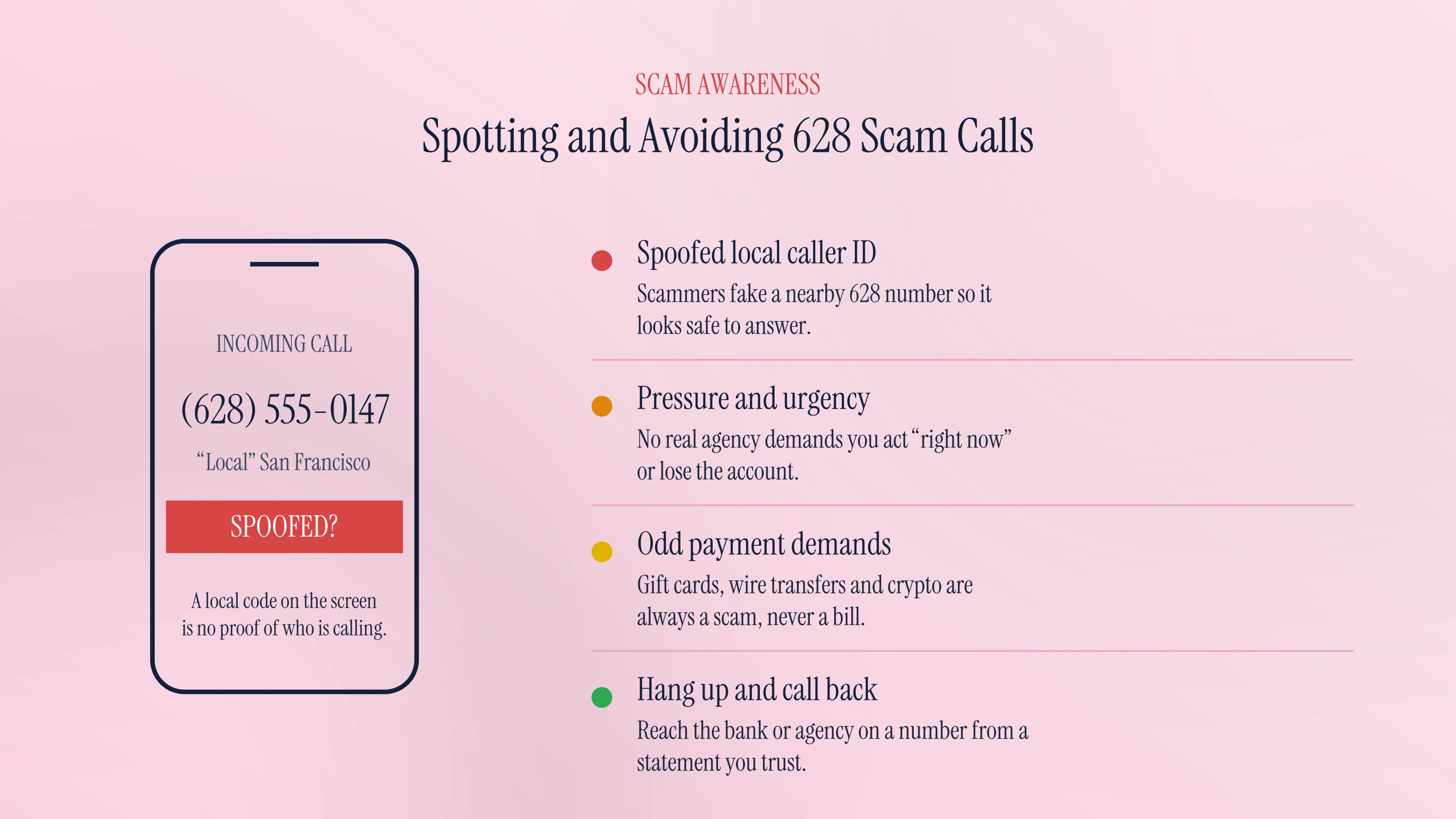 Spotting and avoiding 628 scam calls