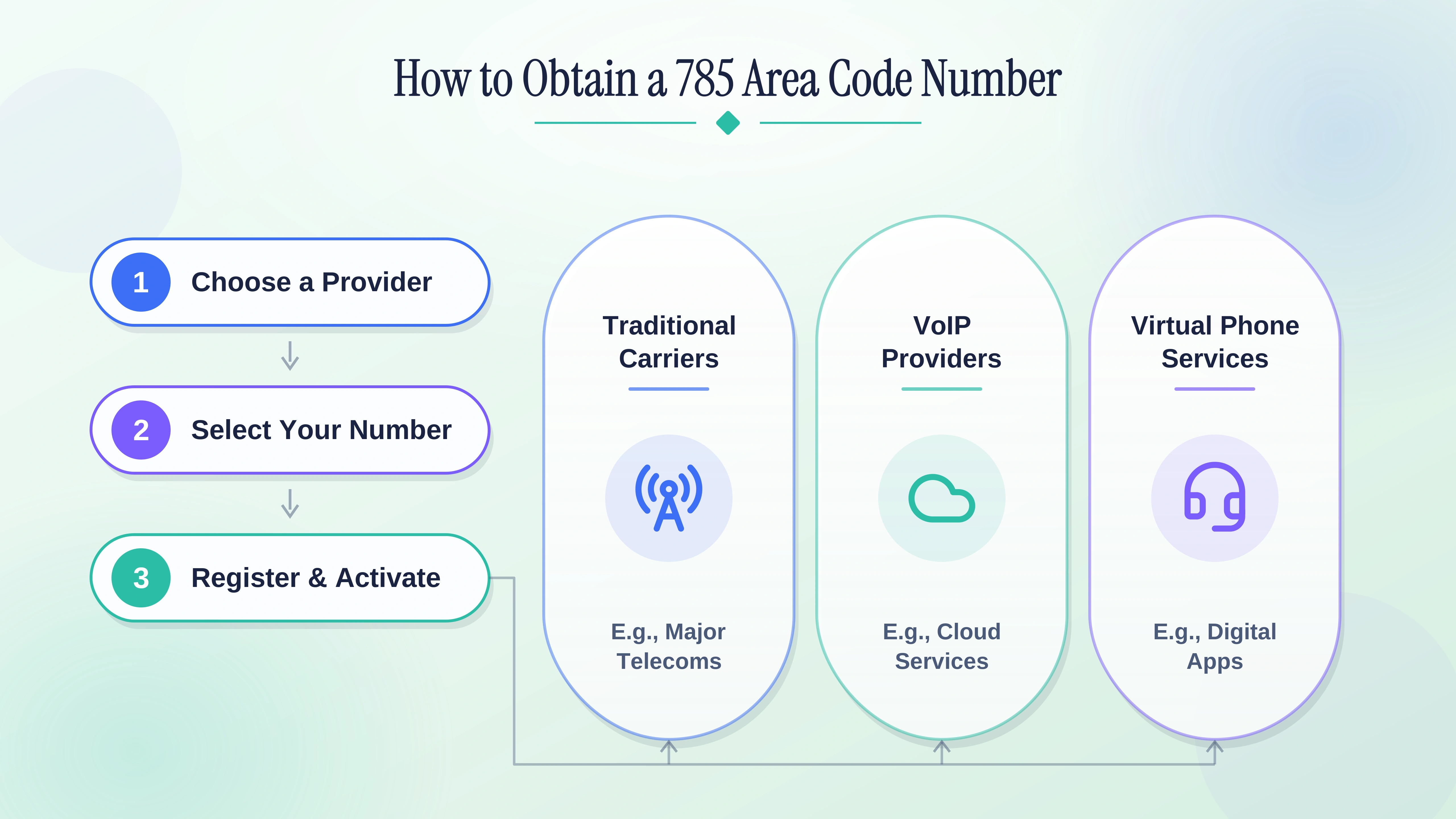 Steps to get a 785 number through traditional carriers, cloud services, or virtual providers