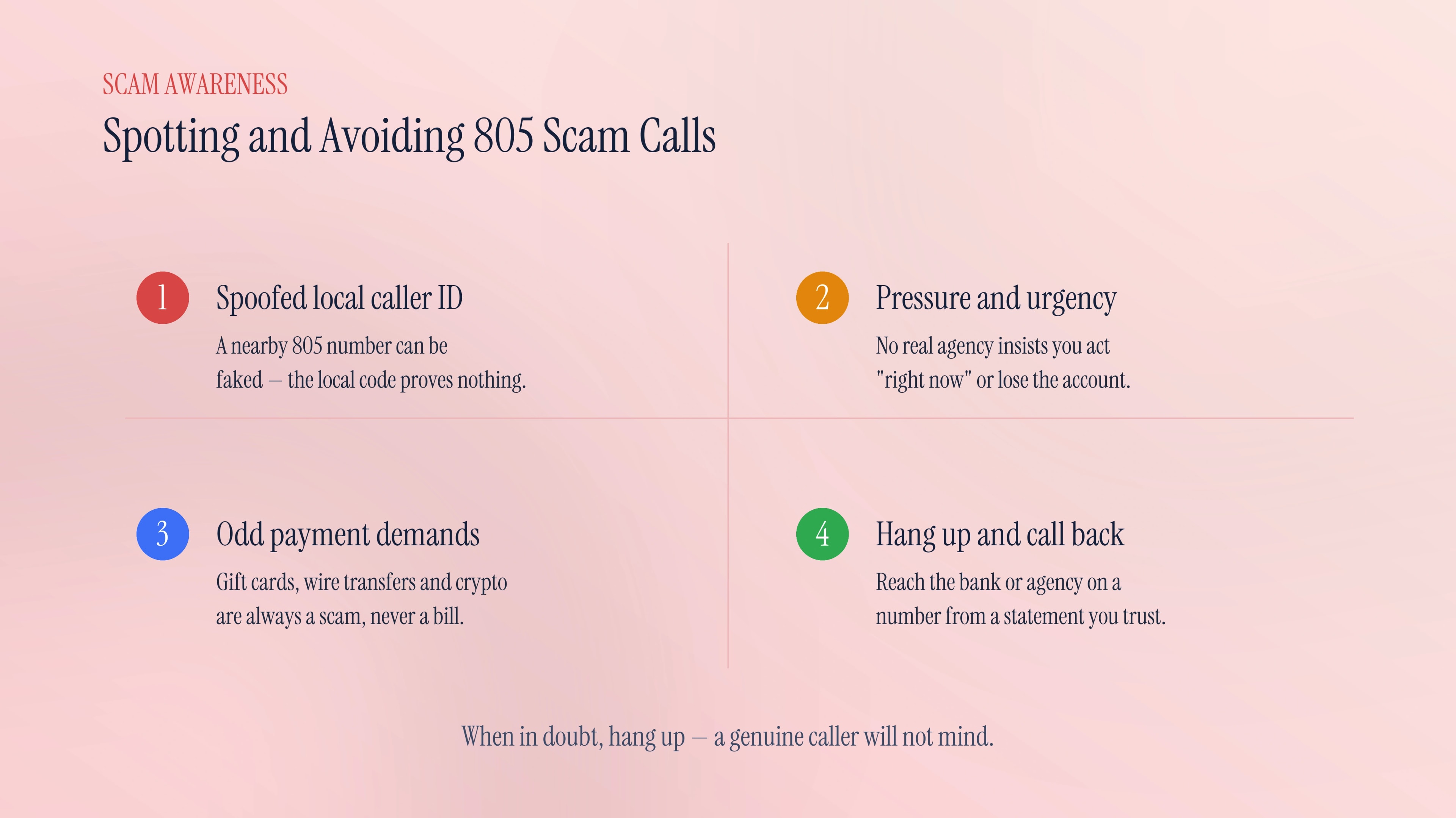 Spotting and avoiding 805 scam calls