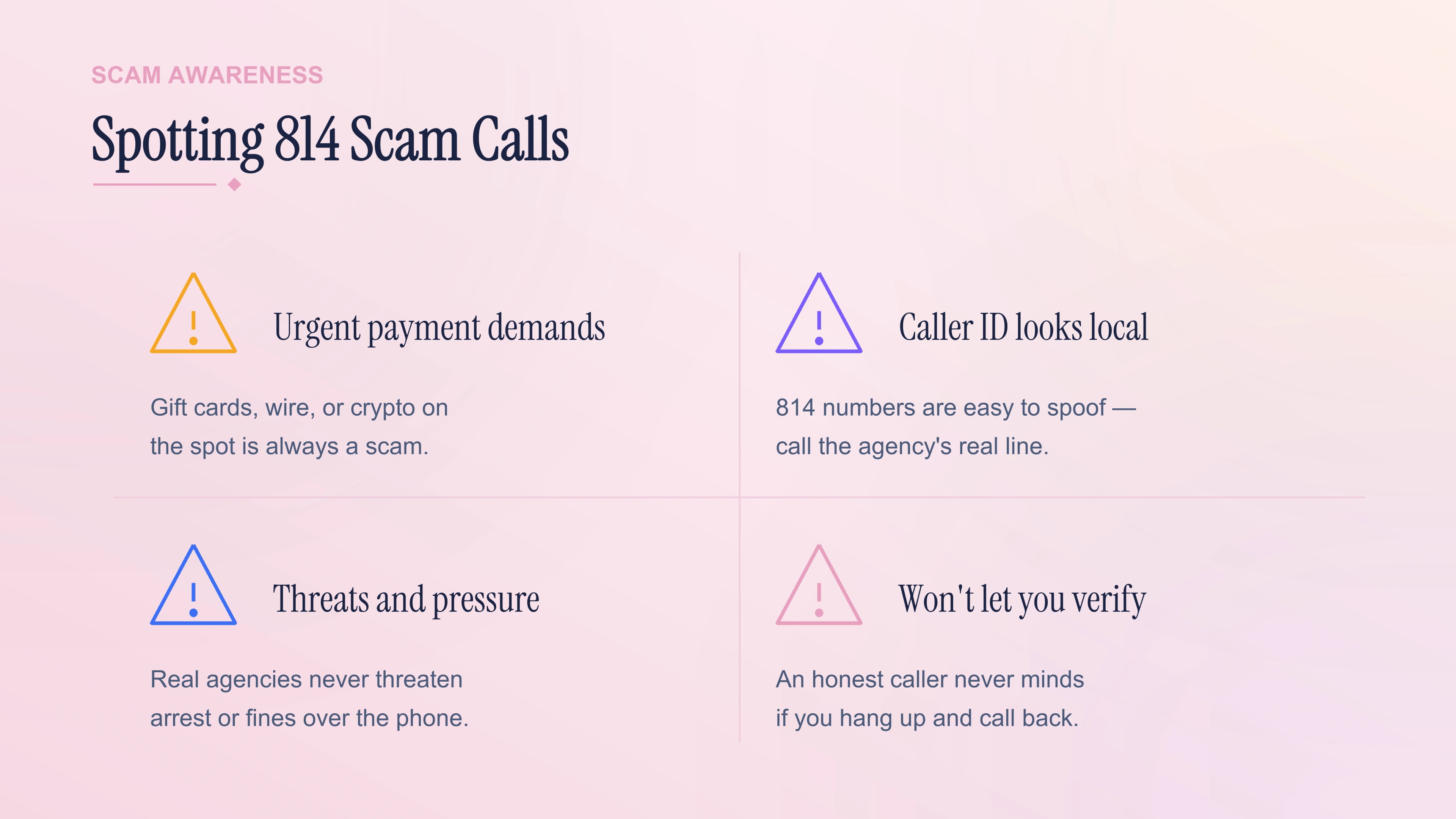 Spotting and avoiding 814 scam calls