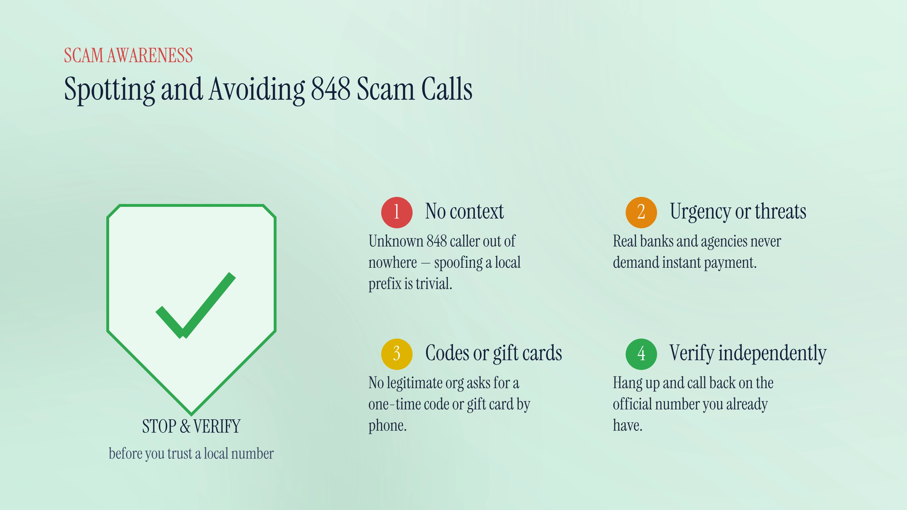 Spotting and avoiding 848 scam calls