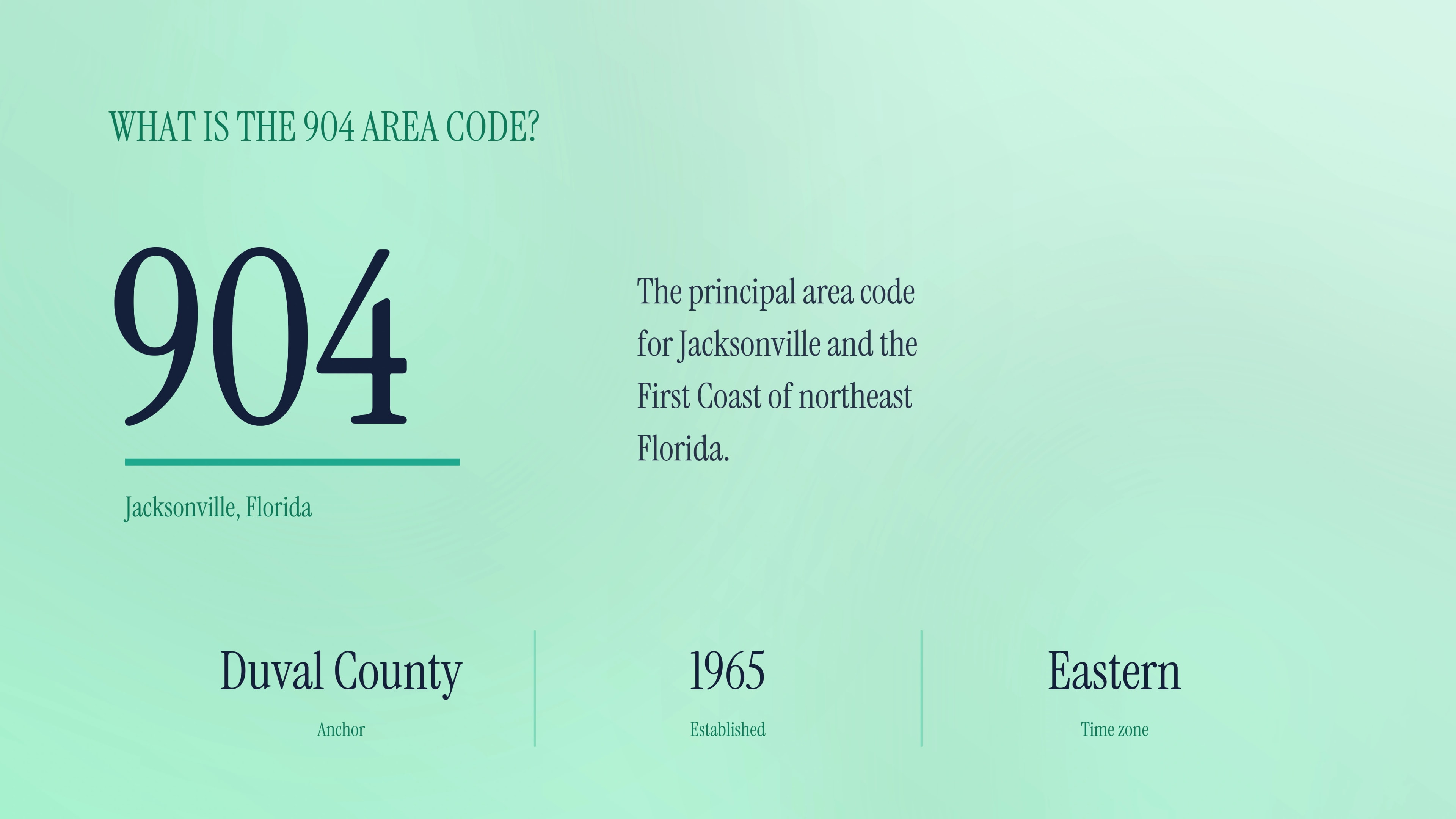 What is the 904 area code