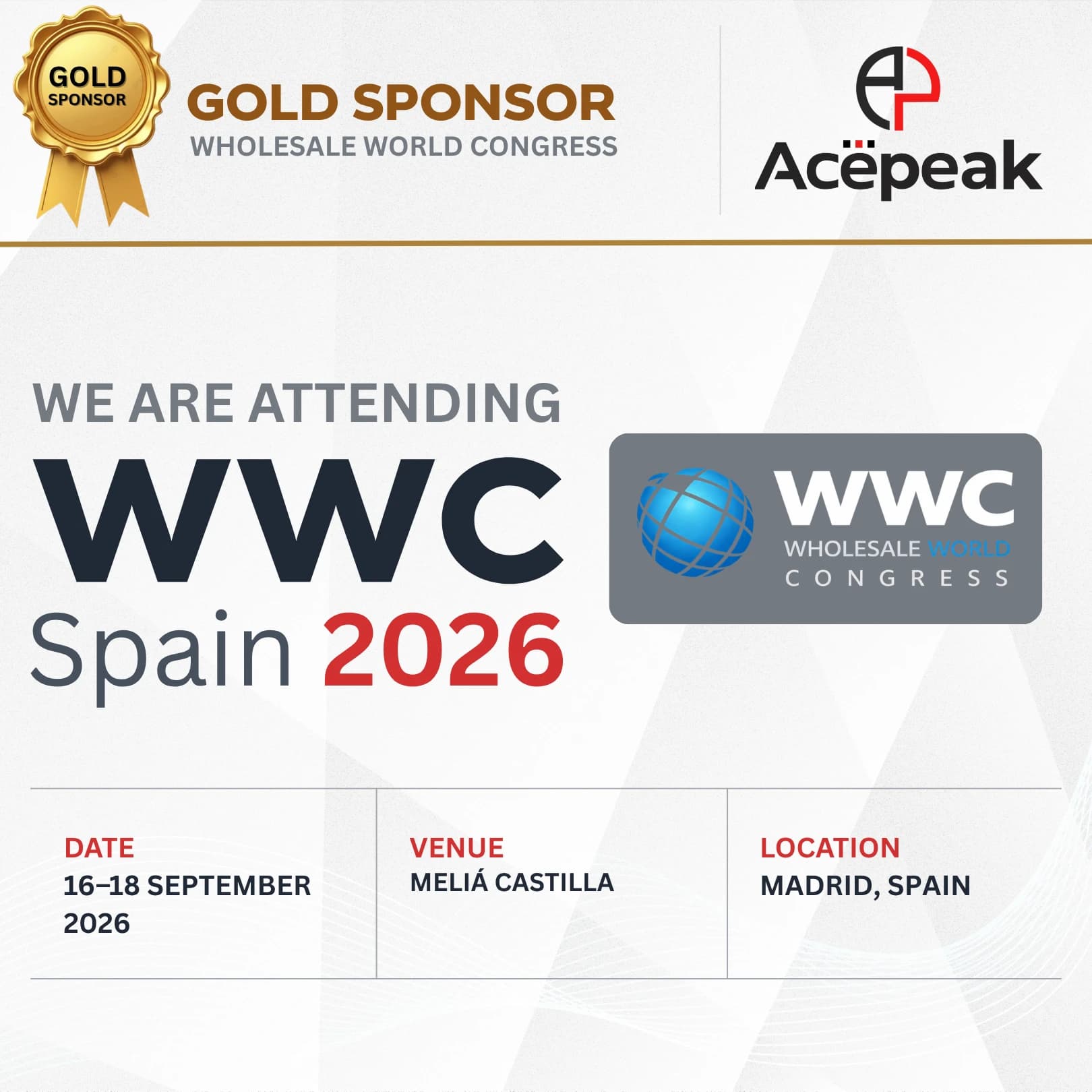 Wholesale World Congress 2026 — 16–18 September, 2026, Madrid, Spain